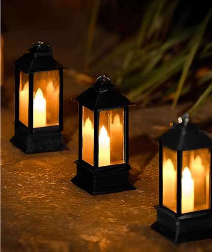 Decorative Lanterns Hanging Lantern with Flashing Led Pillar Candles Battery Operated(Pack Of 3)